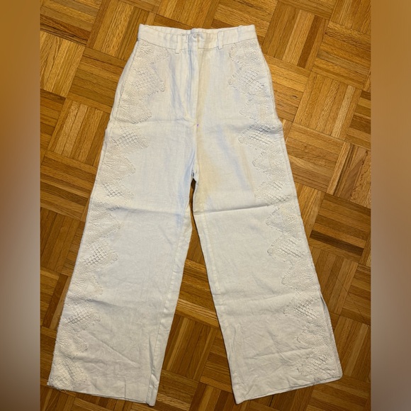 Zara Summer Linen White Pants - Picture 2 of 4